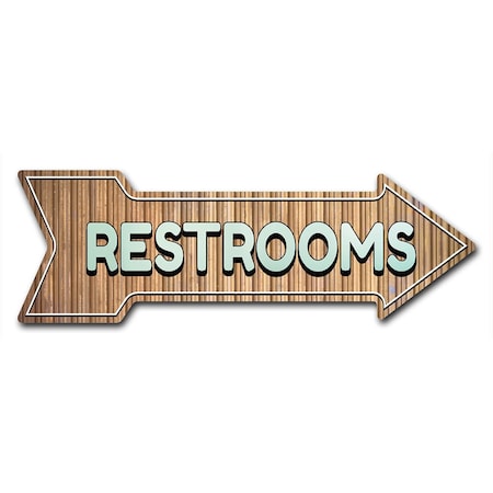 Signmission Restrooms Arrow Decal Funny Home Decor 18in Wide D-A-999642